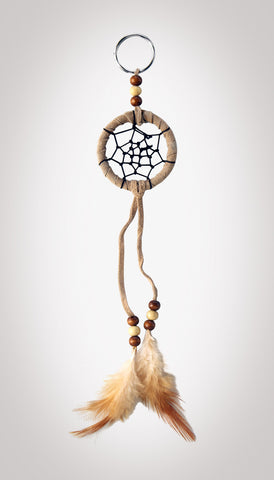 Item #owg008 – 2" Tan Dream catcher Keychains