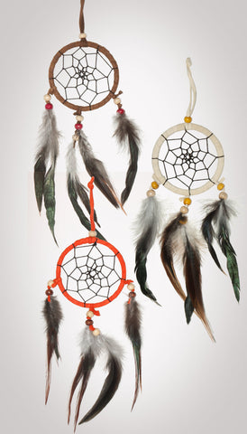 Item #owg014 - 1 Dozen 3 Drop Dream catcher Set (Warm colors).