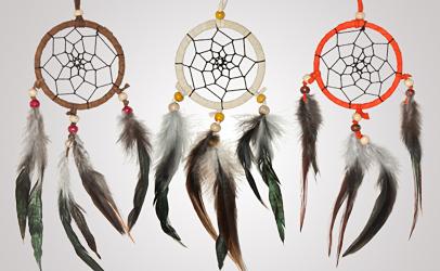 Item #owg014 - 1 Dozen 3 Drop Dreamcatchers Set (Warm colors)
