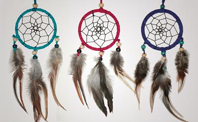 Item #owg015 - 1 Dozen 3 Drop Dreamcatchers Set (Cool colors)